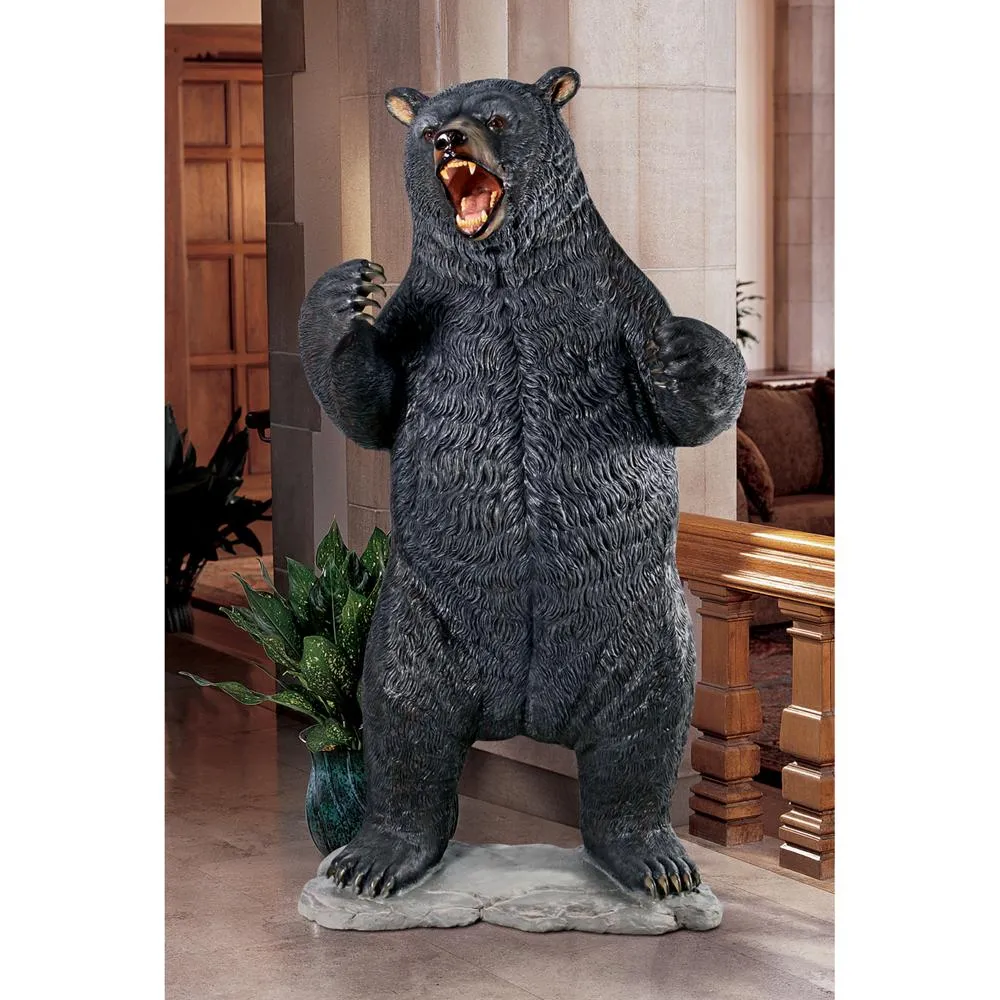 Growling Black Bear Life-Size Statue