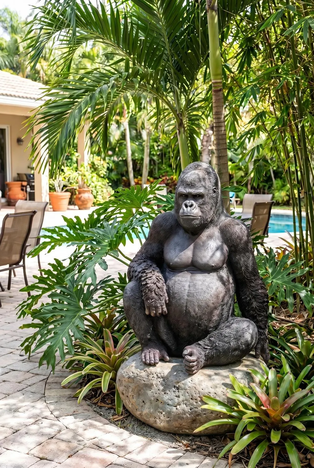 Black-Back Western Lowland Gorilla Giant Great Ape Statue