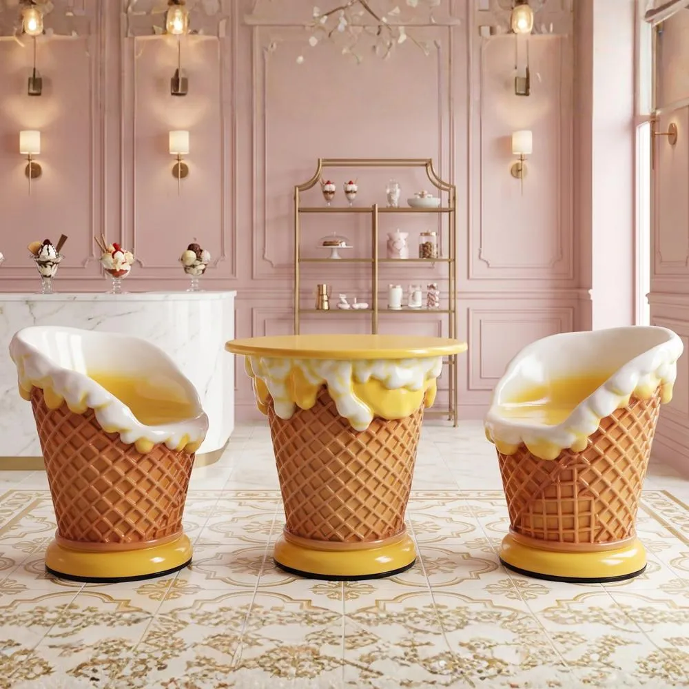 Ice Cream Parlor Sculptural Table and Chairs Set