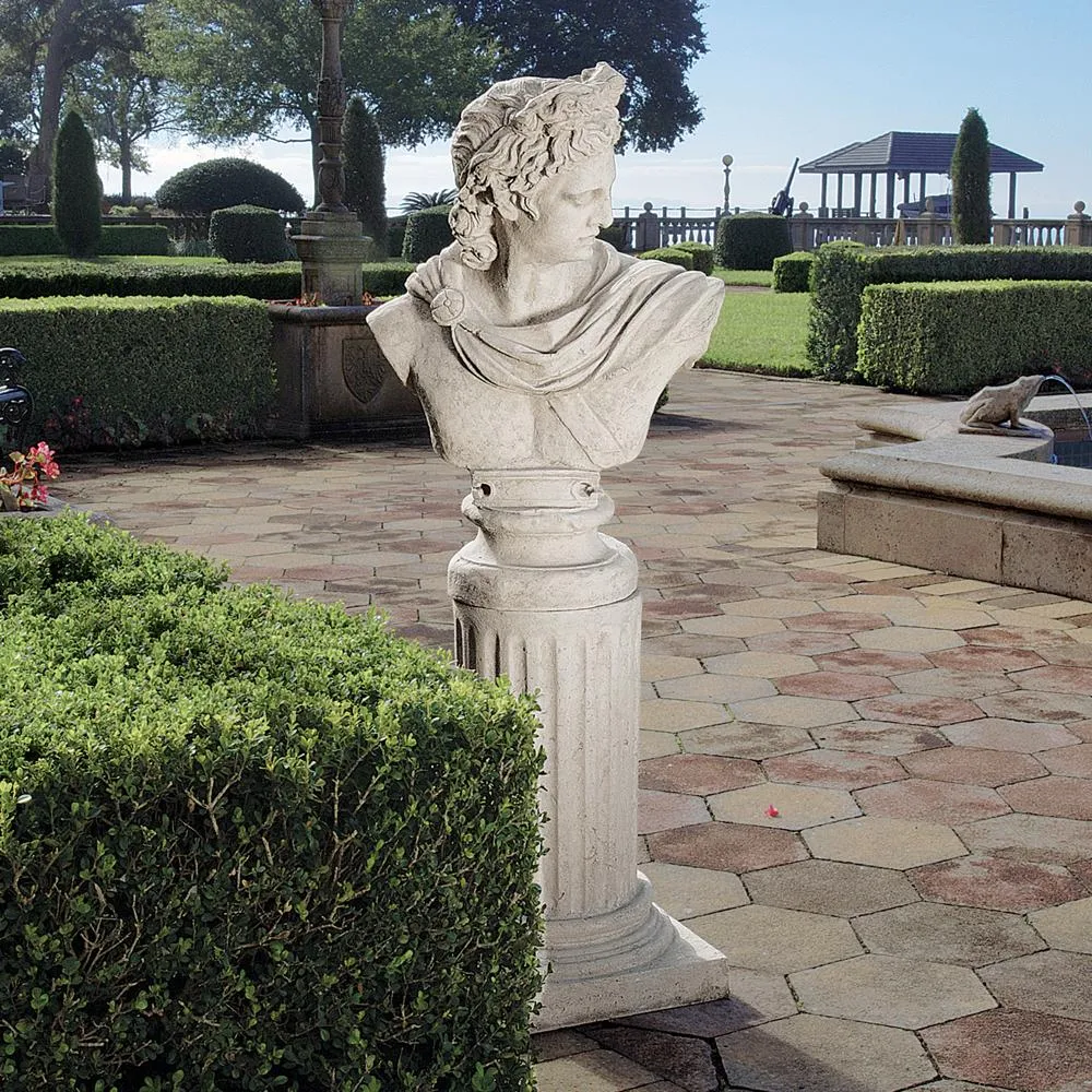 Apollo Belvedere Sculptural Bust on Roman Column Plinth