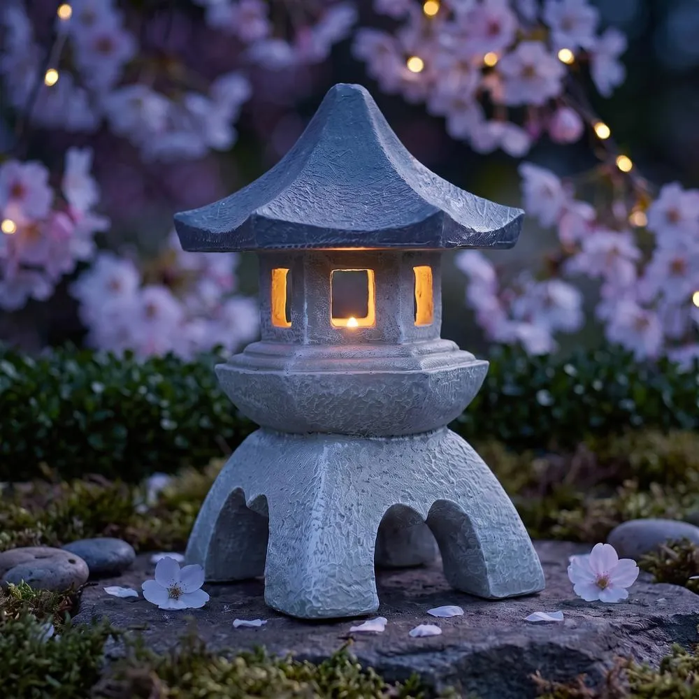 Asian Temple Pagoda Lantern Statue: Medium