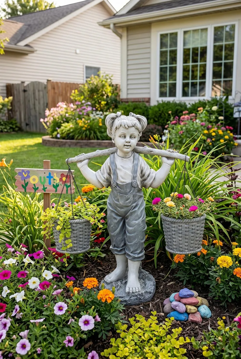 Flowers for Felicity Little Girl Garden Statue: Medium