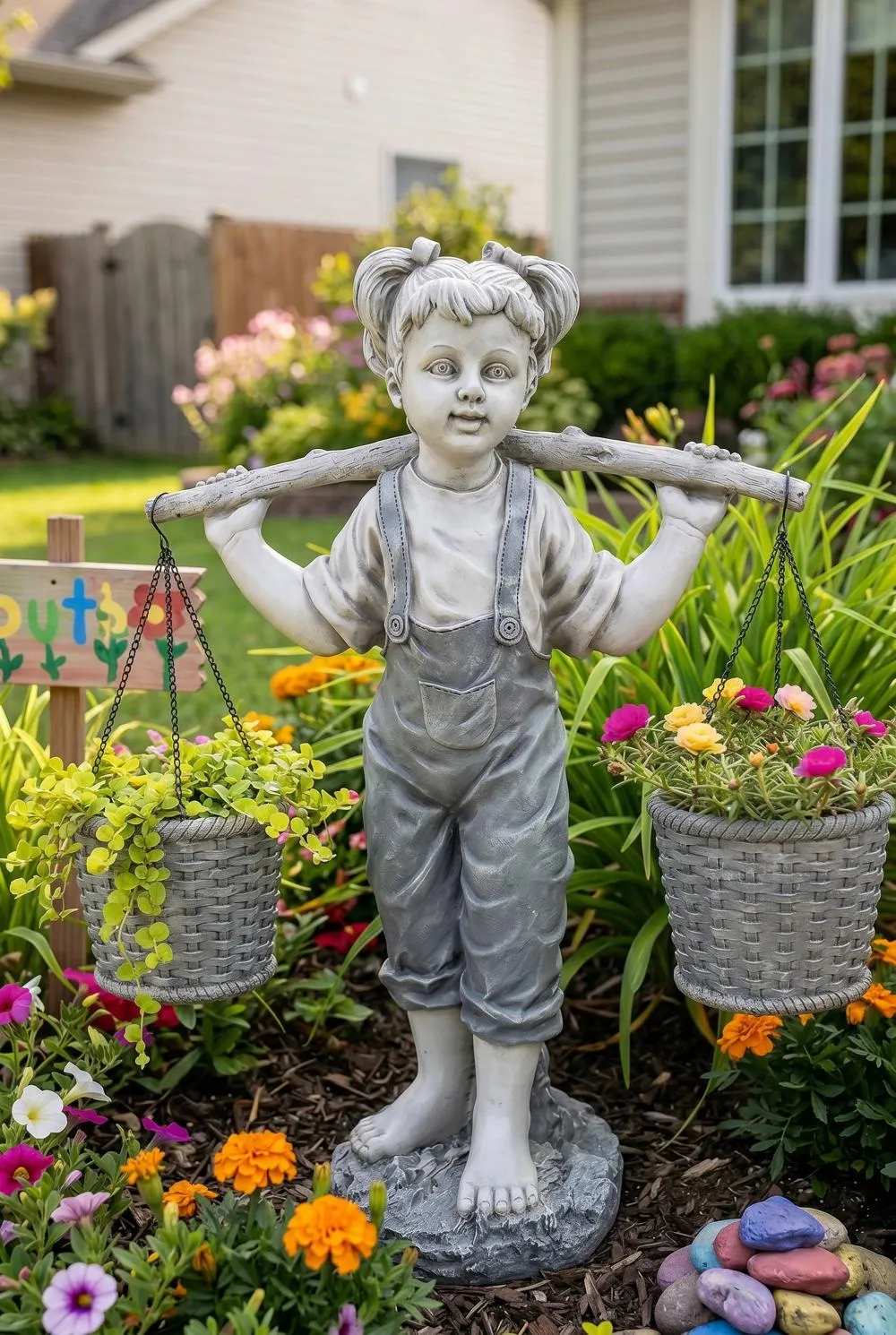 Flowers for Felicity Little Girl Garden Statue: Medium