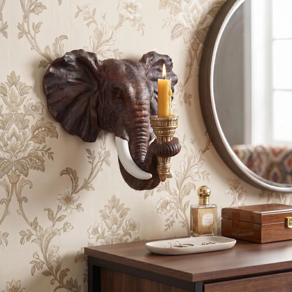 Elephant Sculptural Wall Candle Sconce: Each