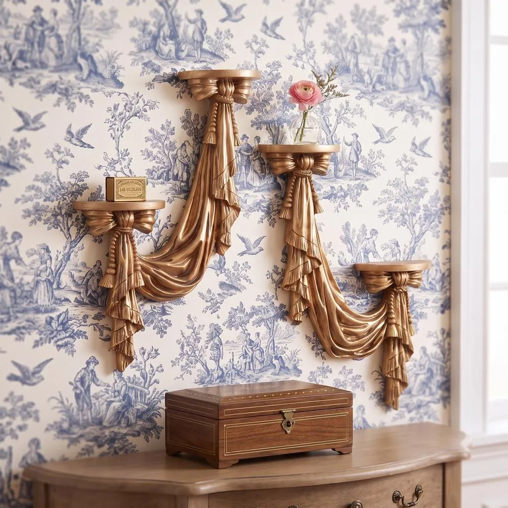 Saint Louis Draped Sculptural Wall Accent Shelf Set