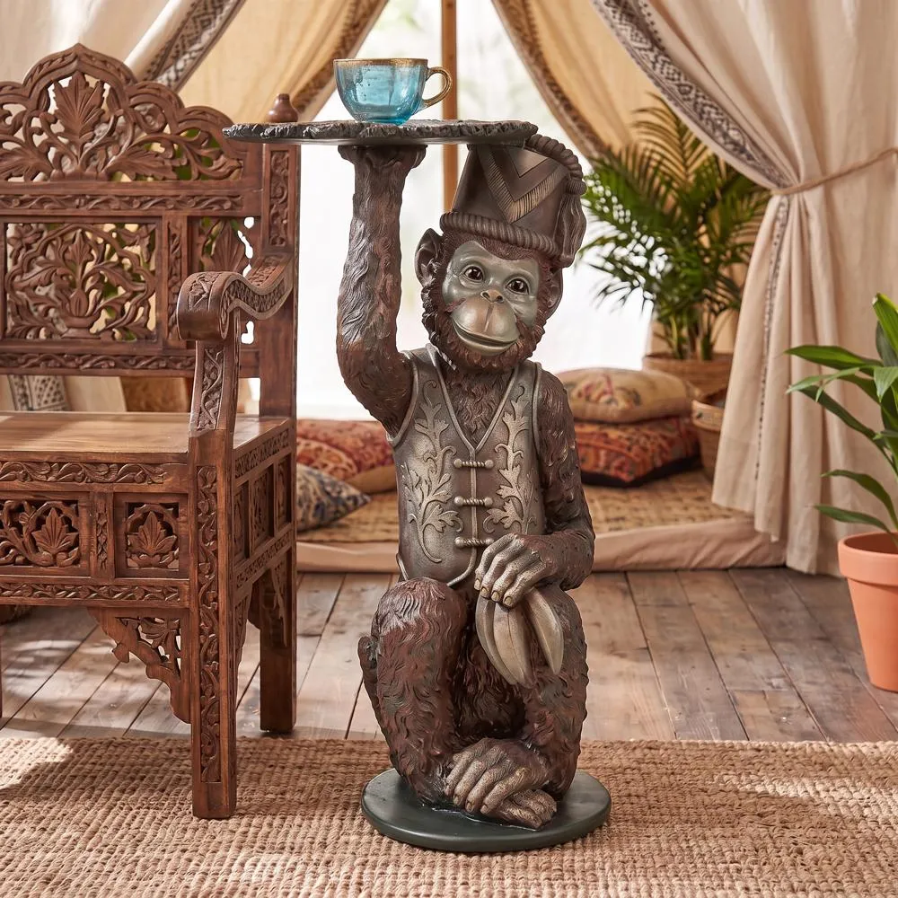 Moroccan Monkey Butler Sculptural Pedestal Table
