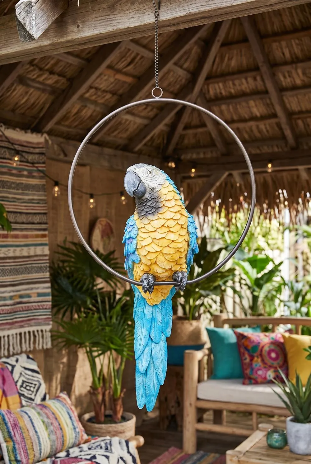 Polly in Paradise Parrot on Ring Perch: Large