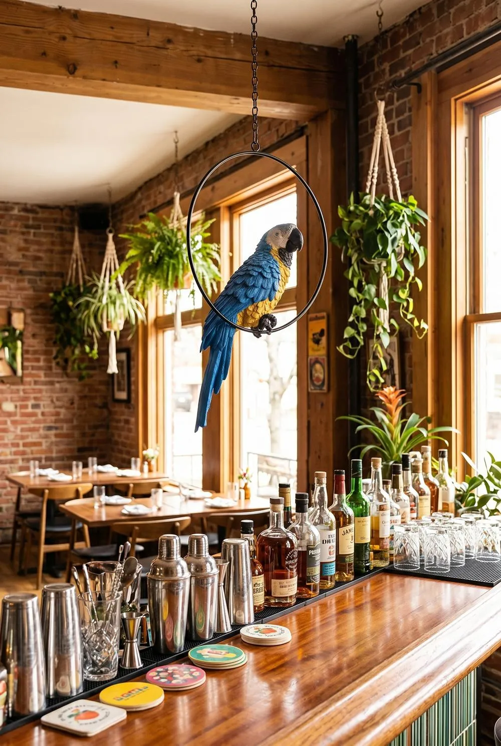 Polly in Paradise Parrot on Ring Perch: Large