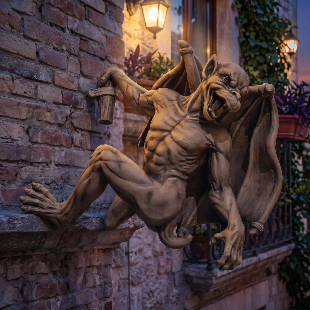 Gaston the Climbing Gothic Gargoyle Statue: Large