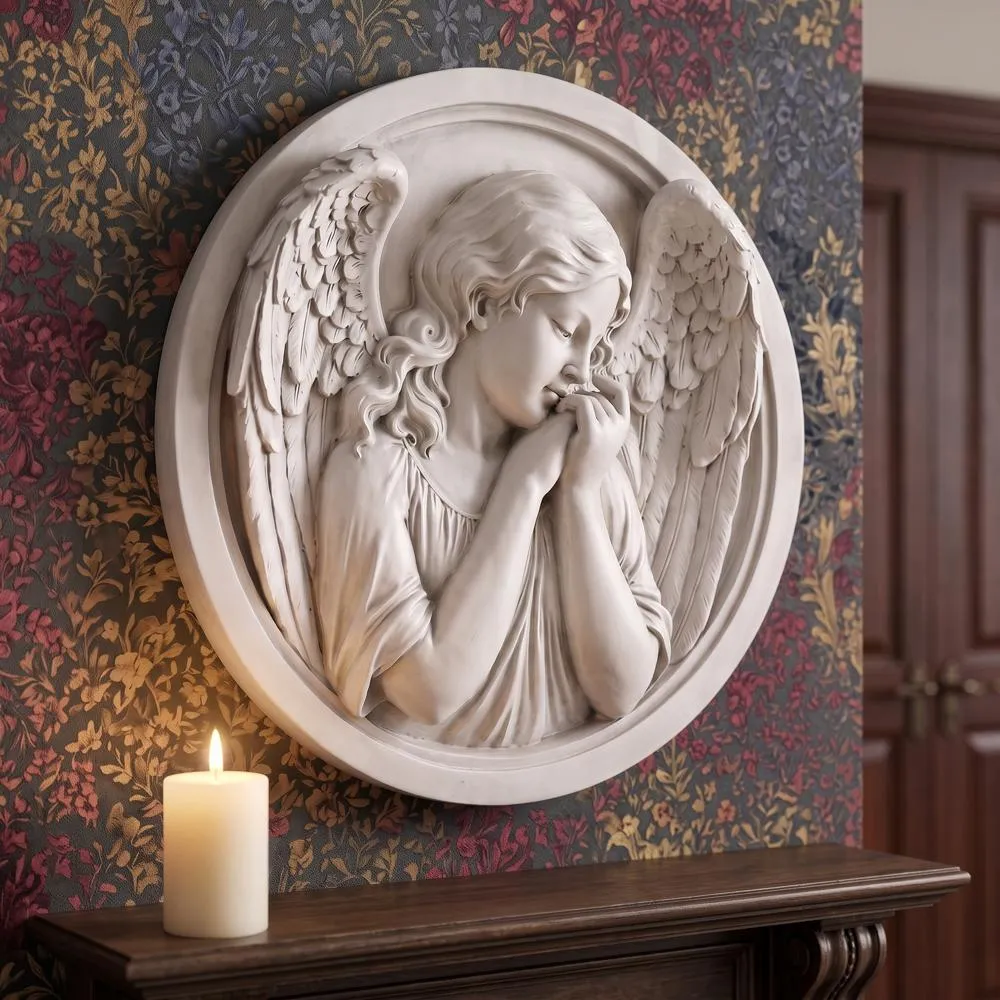 Thoughts of an Angel Roundel Wall Sculpture
