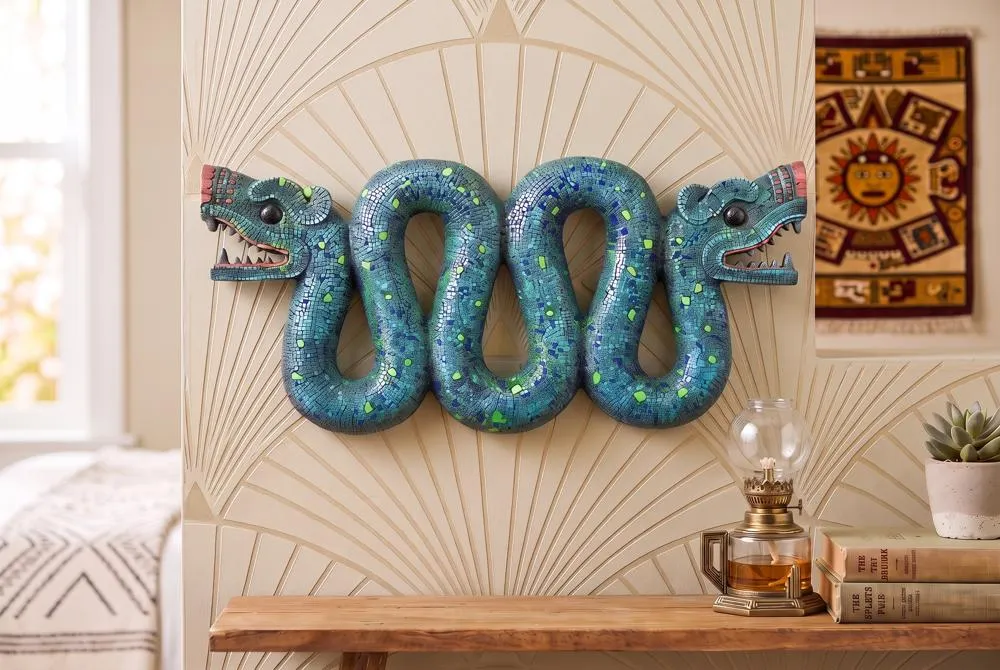 Aztec Double-Headed Serpent Wall Sculpture