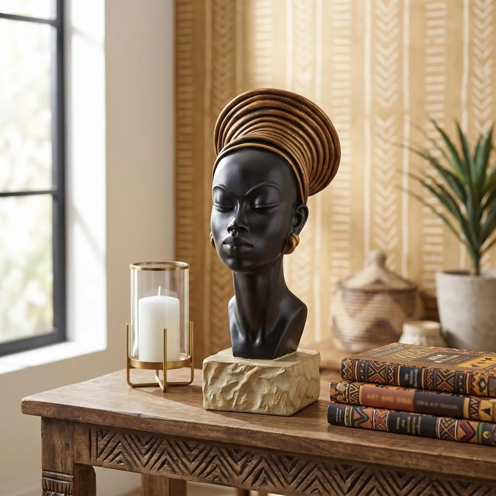 Nubian Kandake African Queen Sculptural Bust: Each