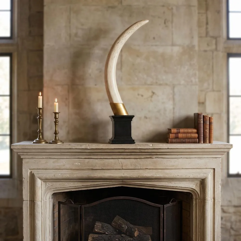 British Colonial Elephant Tusk Sculptural Trophy: Each
