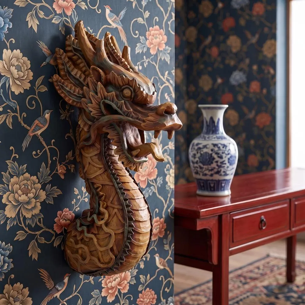 Asian Fire Dragon Wall Sculpture: Each