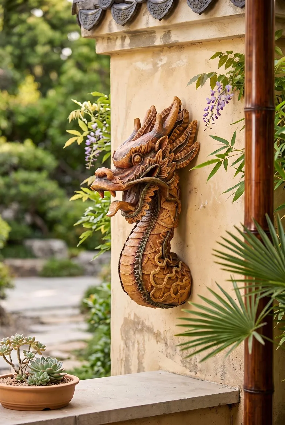 Asian Fire Dragon Wall Sculpture: Each