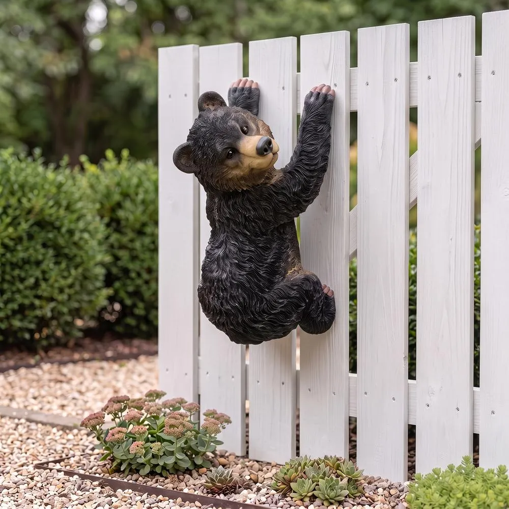 Yonva the Climbing Baby Black Bear Cub Tree Hugger Sculpture