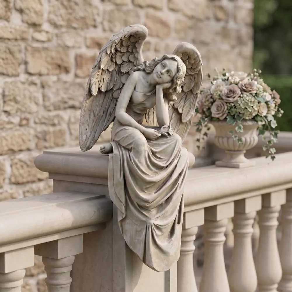 Resting Grace Sitting Angel Statue: Medium