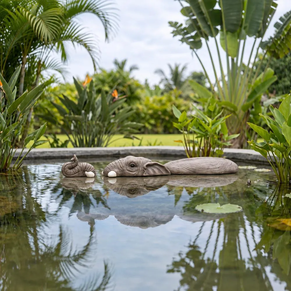 In For a Swim Elephant Lawn Statue