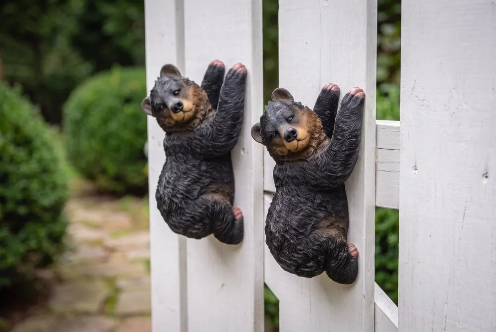 Yonva the Climbing Baby Black Bear Cub Tree Hugger Sculptures: Set of Two