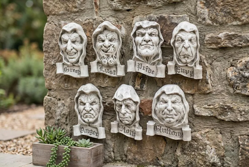 Seven Cardinal Sins Wall Sculptures: Complete Set