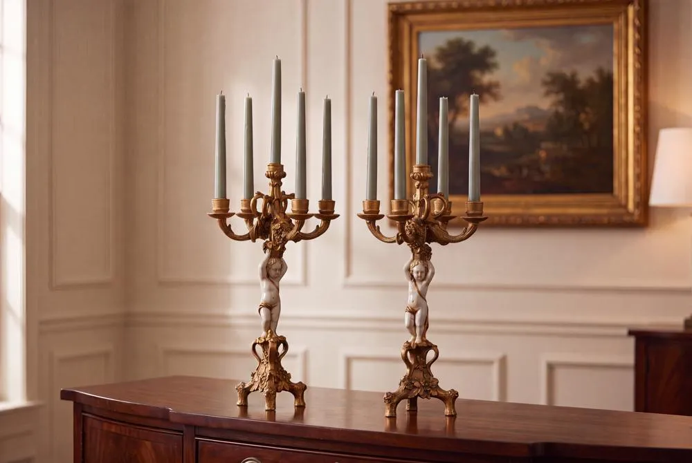 The Cherub's Harvest Candelabra Pair