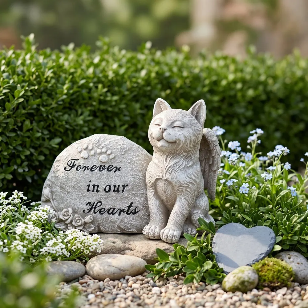 Forever in Our Hearts Memorial Cat Statue