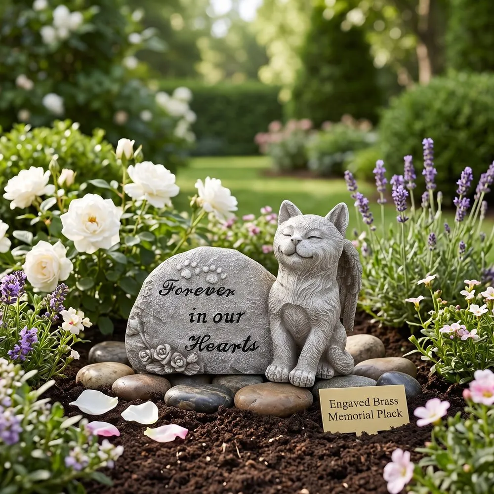 Forever in Our Hearts Memorial Cat Statue