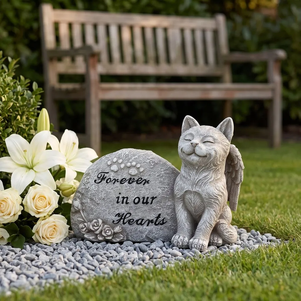 Forever in Our Hearts Memorial Cat Statue
