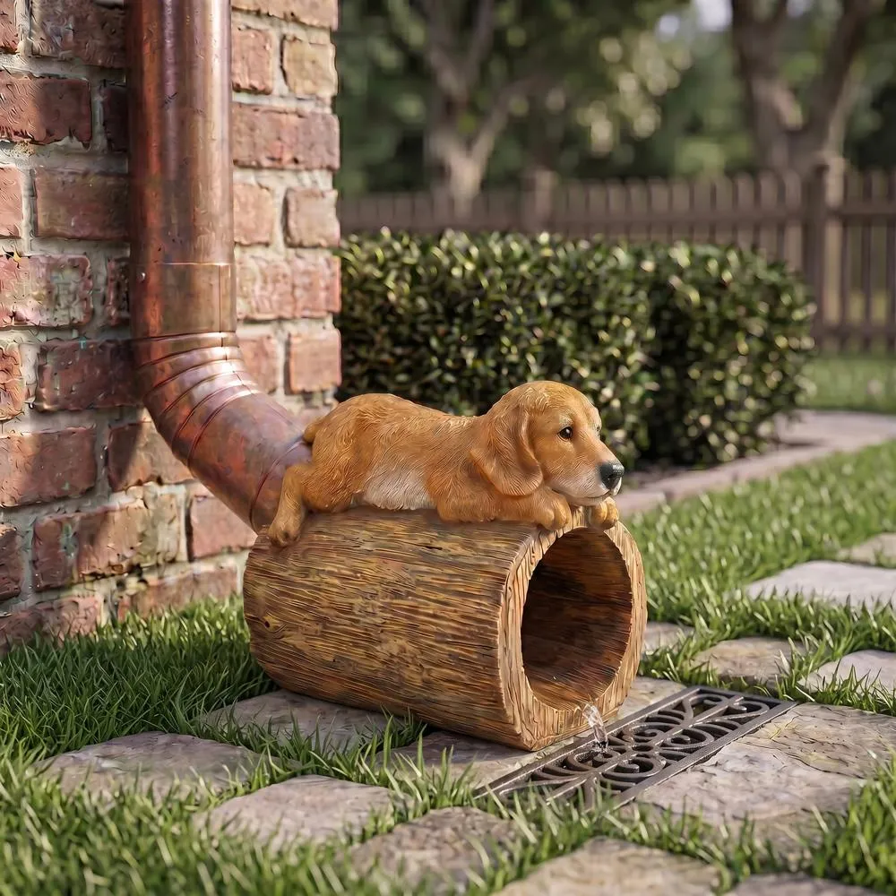 Golden Retriever Puppy Dog Gutter Guardian Downspout Statue