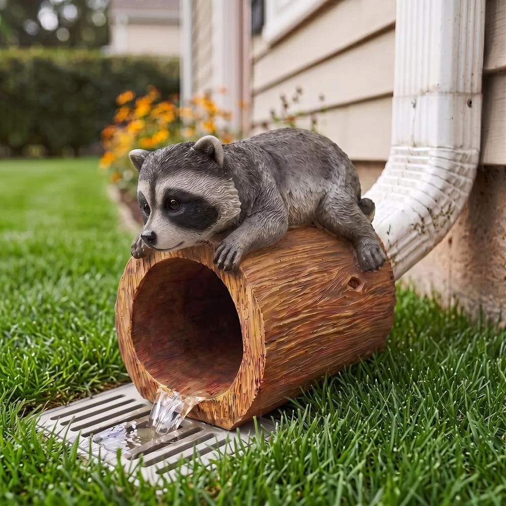 Raider the Raccoon Gutter Guardian Downspout Statue