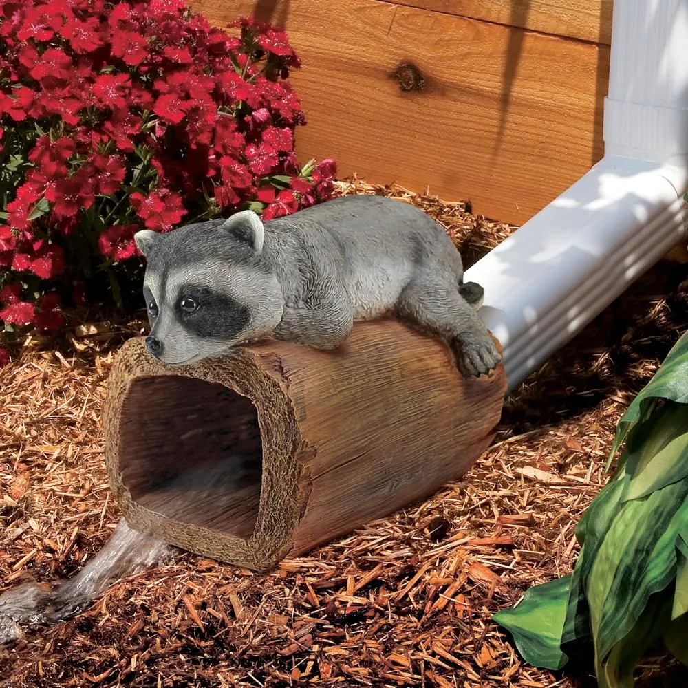 Raider the Raccoon Gutter Guardian Downspout Statue