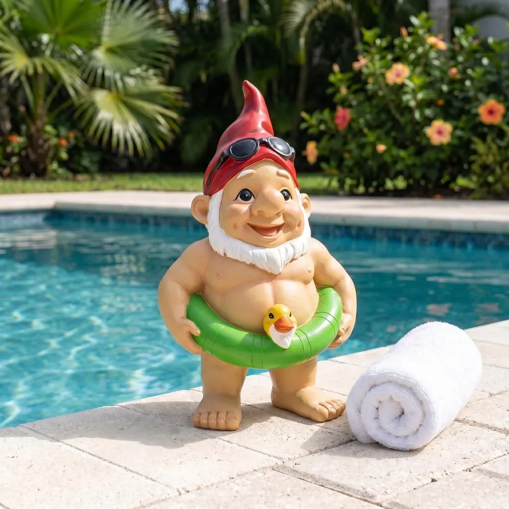 Pool Party Pete Naked Gnome Statue