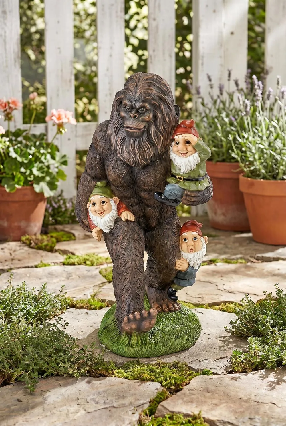 Schlepping the Garden Gnomes Bigfoot Statue