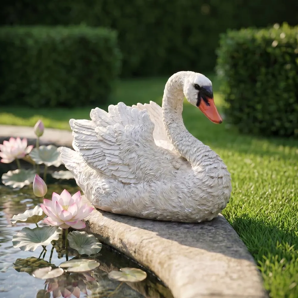 White Swan Garden Statue: Each