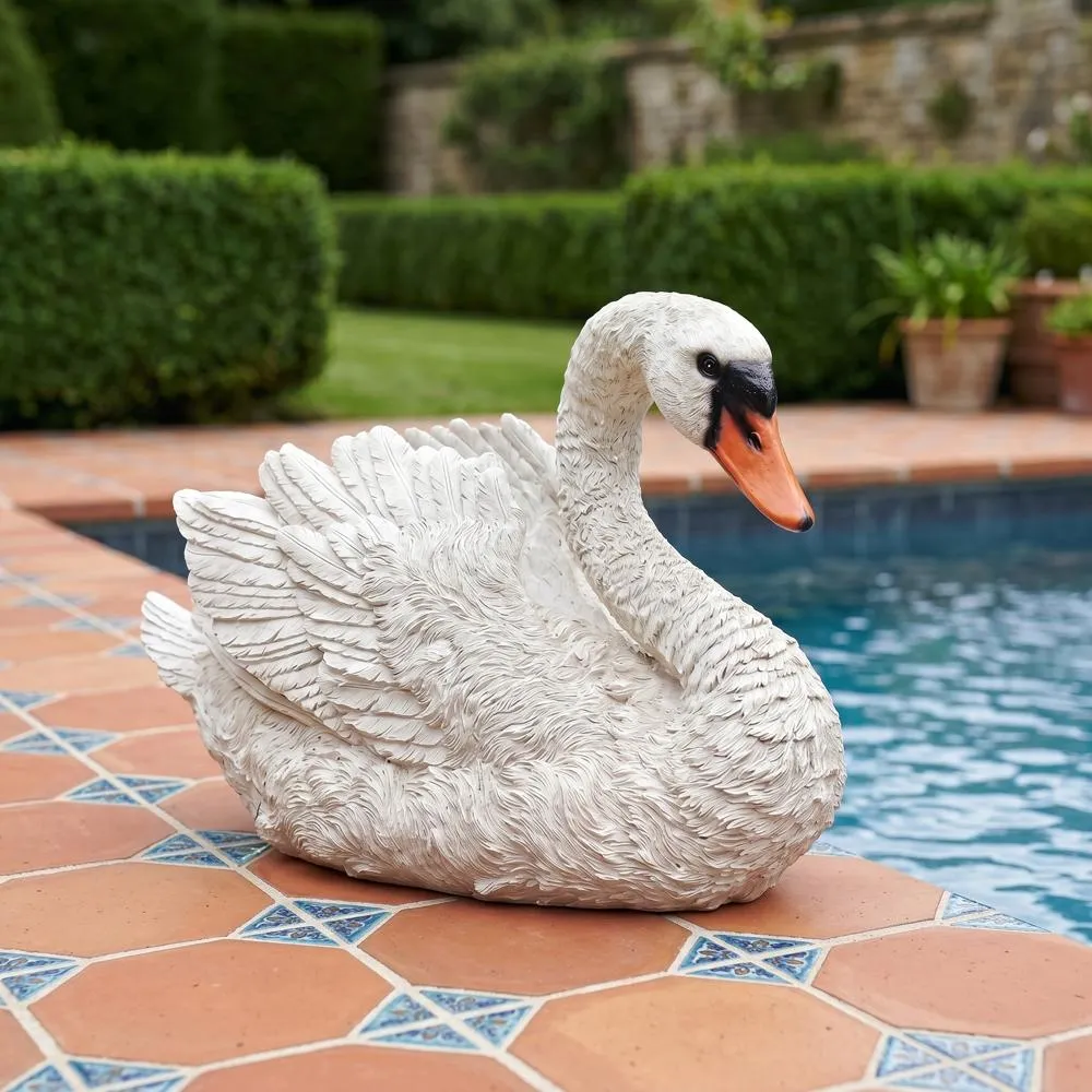 White Swan Garden Statue: Each