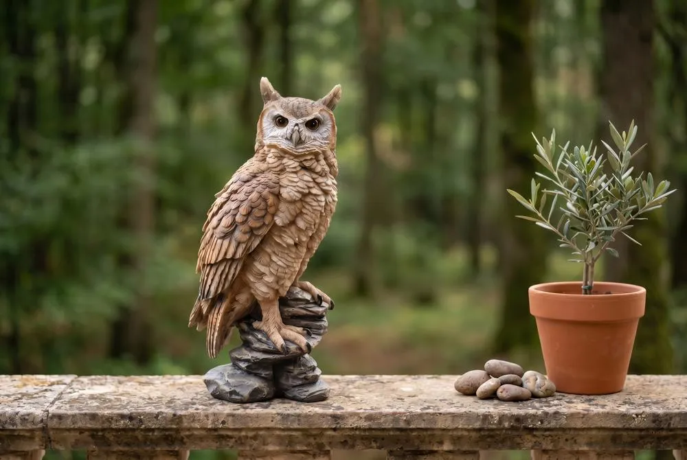 Perching Forest Owl Statue