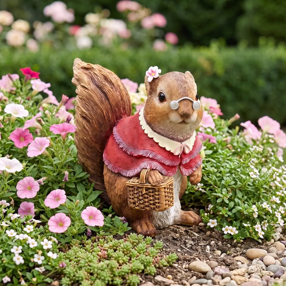 Grandmother Squirrel Garden Statue
