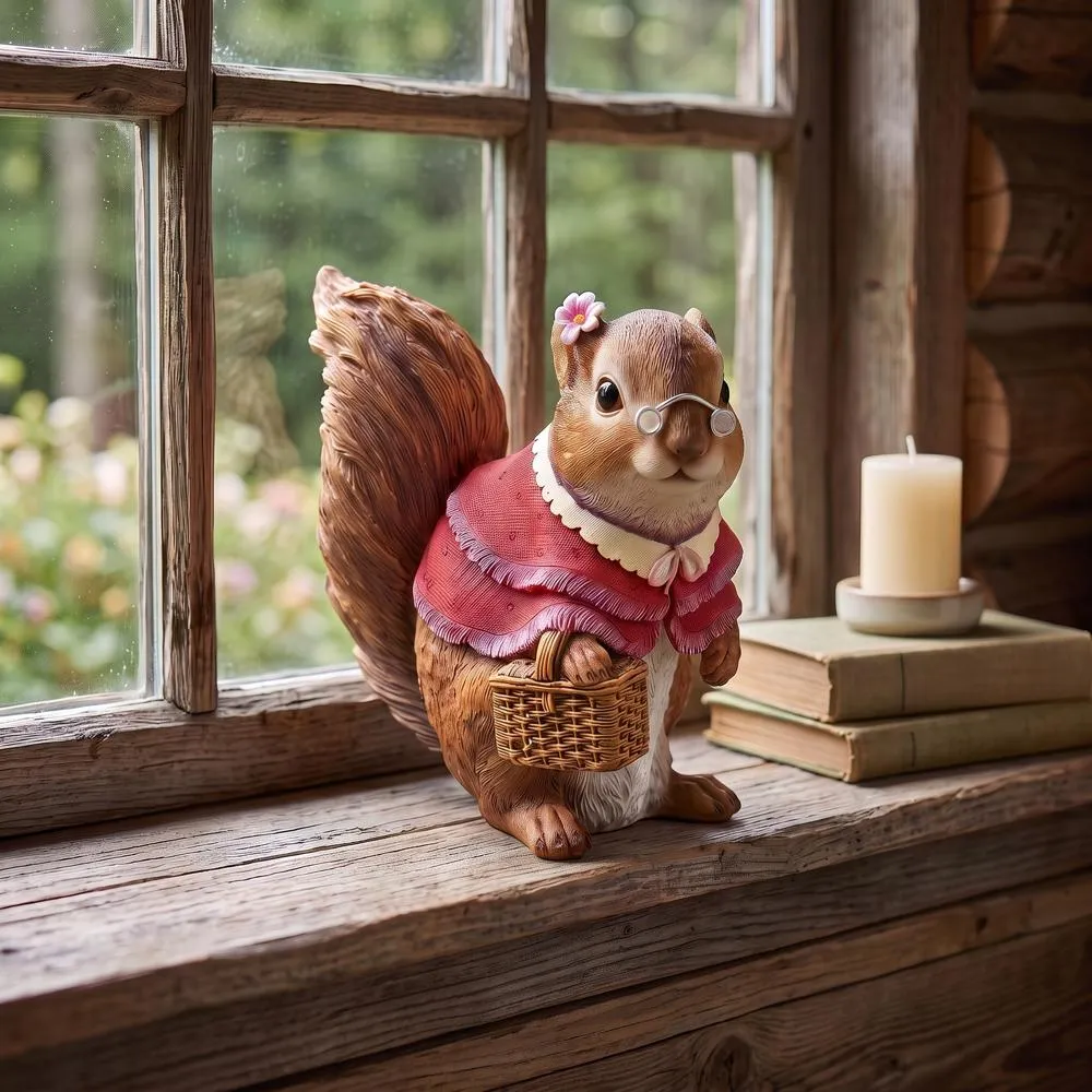 Grandmother Squirrel Garden Statue