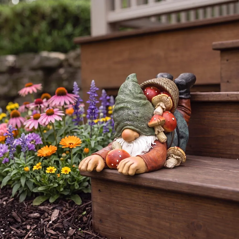 Clumsy Karl the Mushroom Hunter Gnome Statue