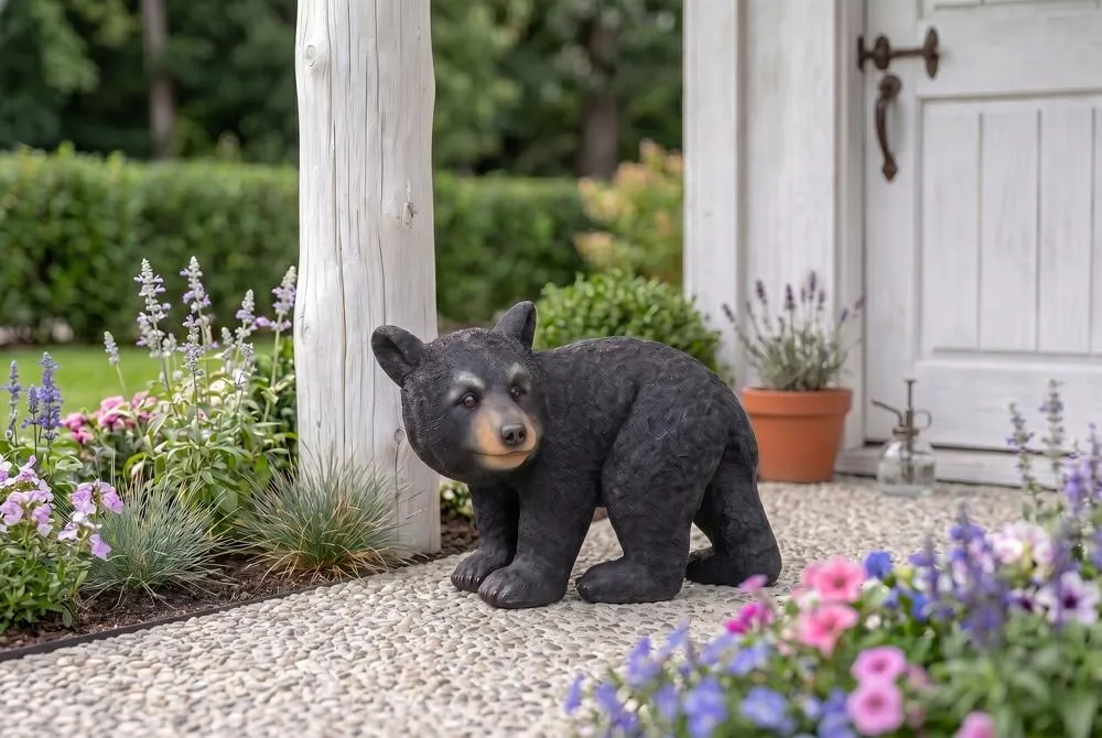 Roly-Poly Black Bear Cub Statue: Walking Bear