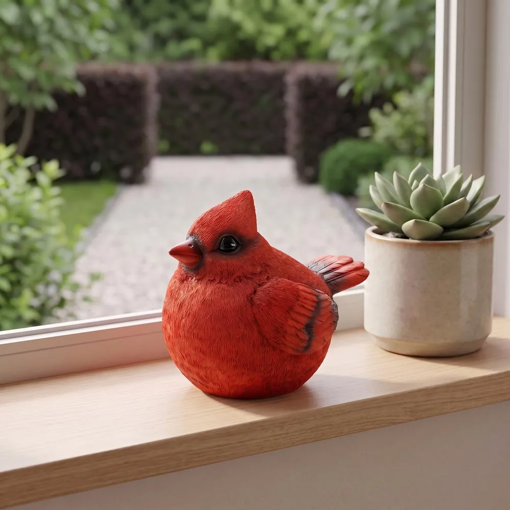 Cardinal Burly Bird Statue