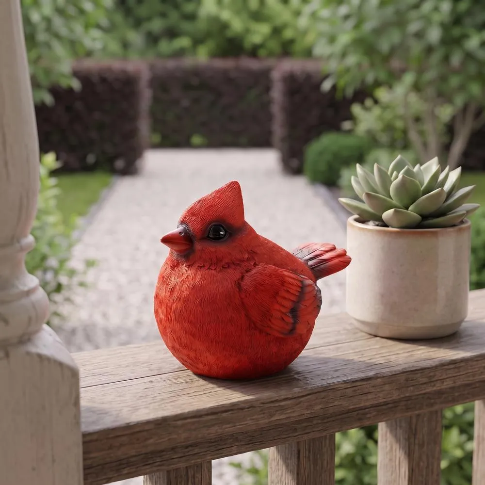 Cardinal Burly Bird Statue