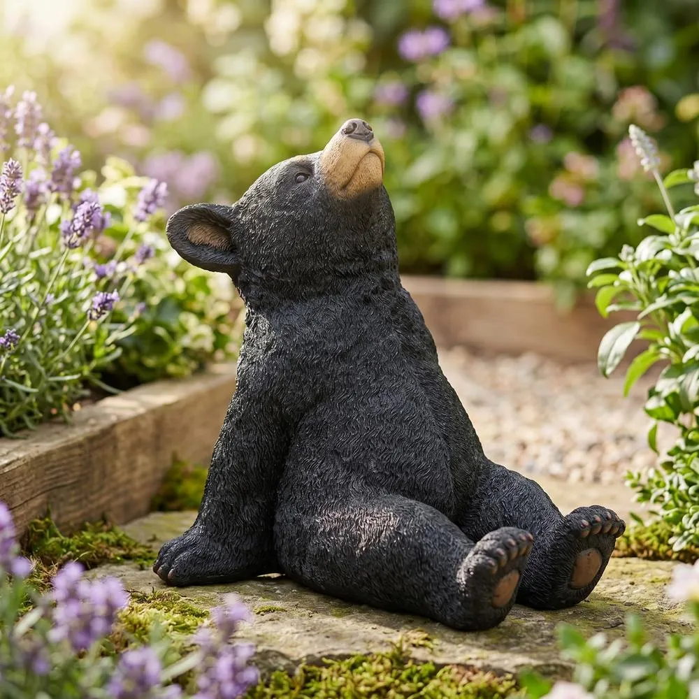 Catching Rays Black Bear Cub Statue