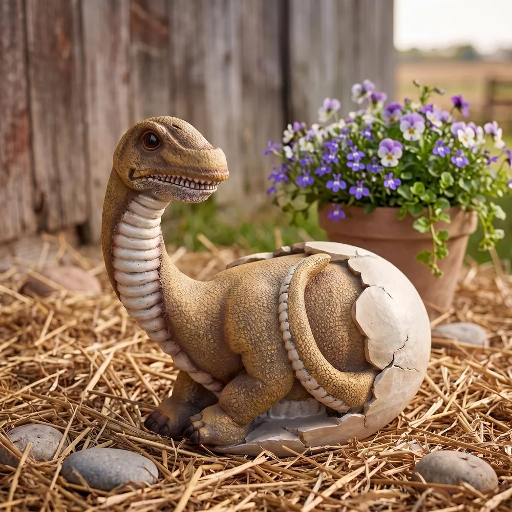 Baby Brachiosaurus Dinosaur Egg Hatchling Statue