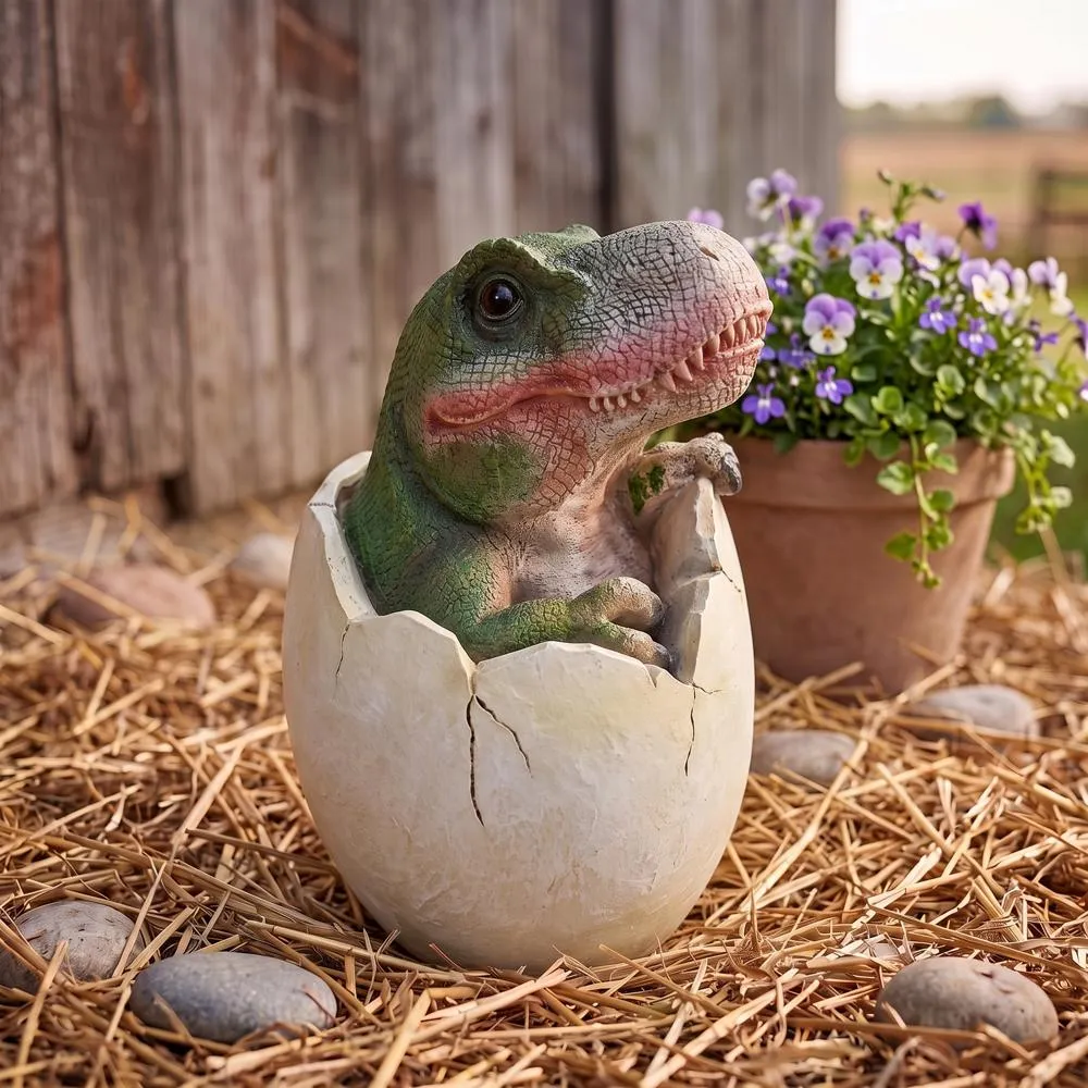 Baby Tyrannosaurus Rex Dinosaur Egg Hatchling Statue
