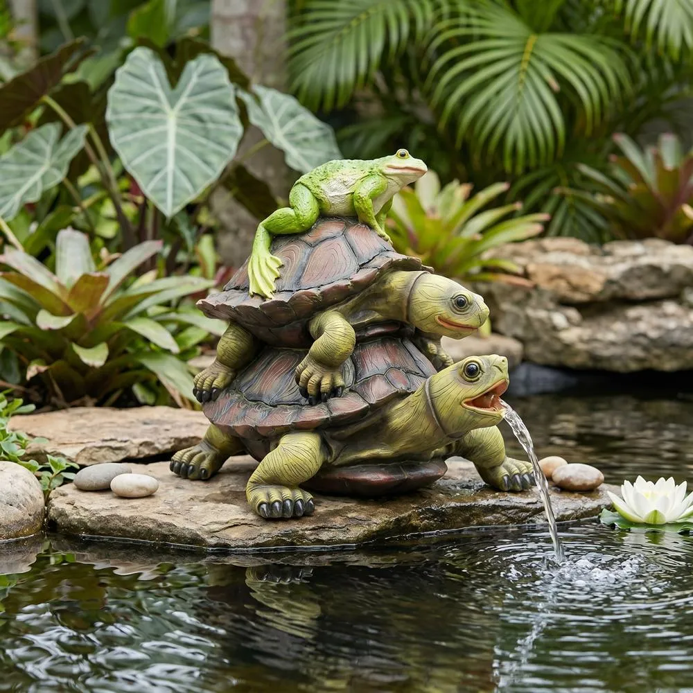 Along for the Ride, Frog and Turtles Spitter Piped Statue