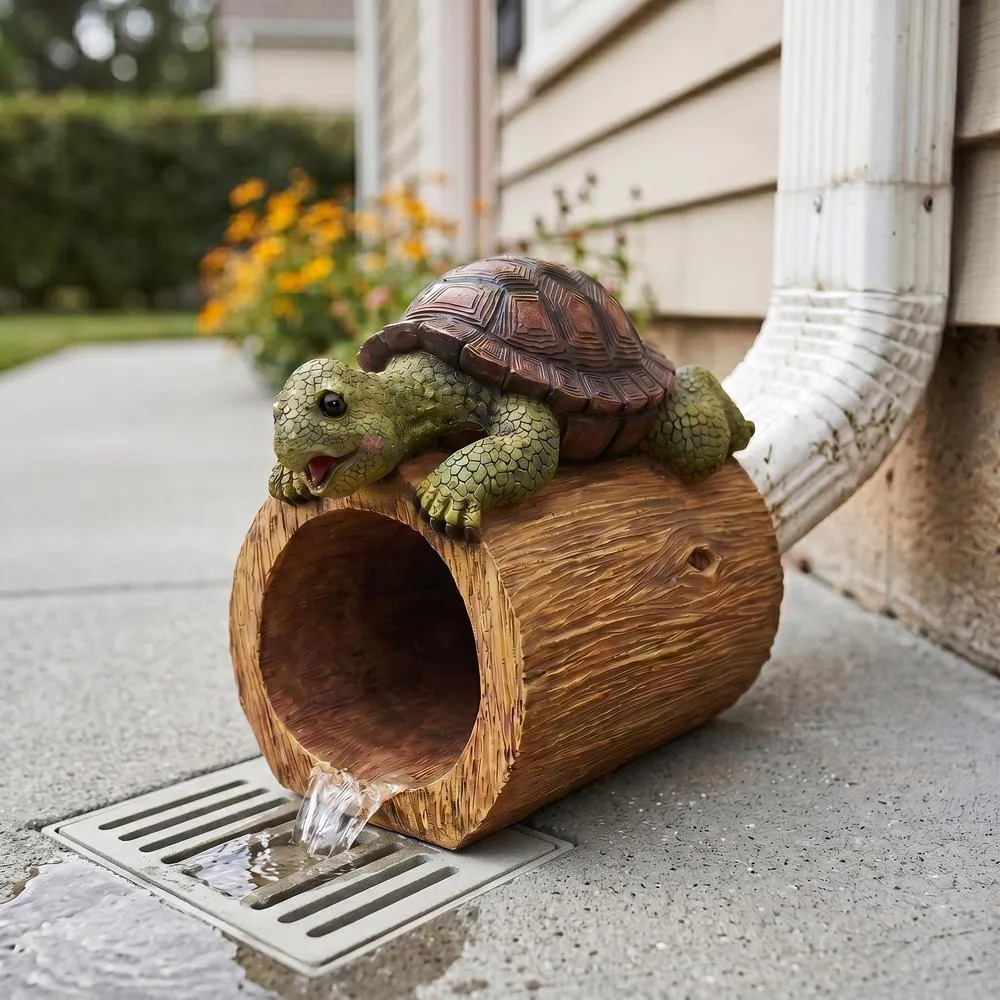 Drips the Turtle Gutter Guardian Downspout Statue
