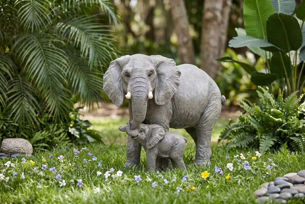 Herd Mentality Mother and Calf Elephant Statue
