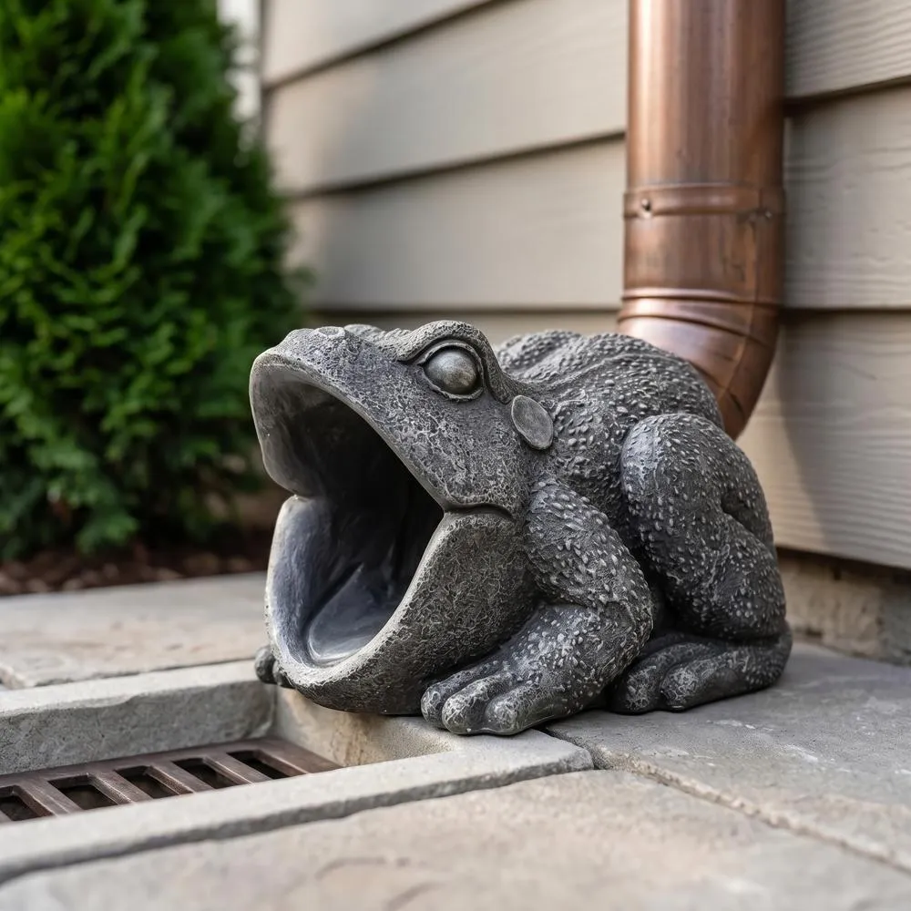 Frog Gutter Guardian Downspout Statue