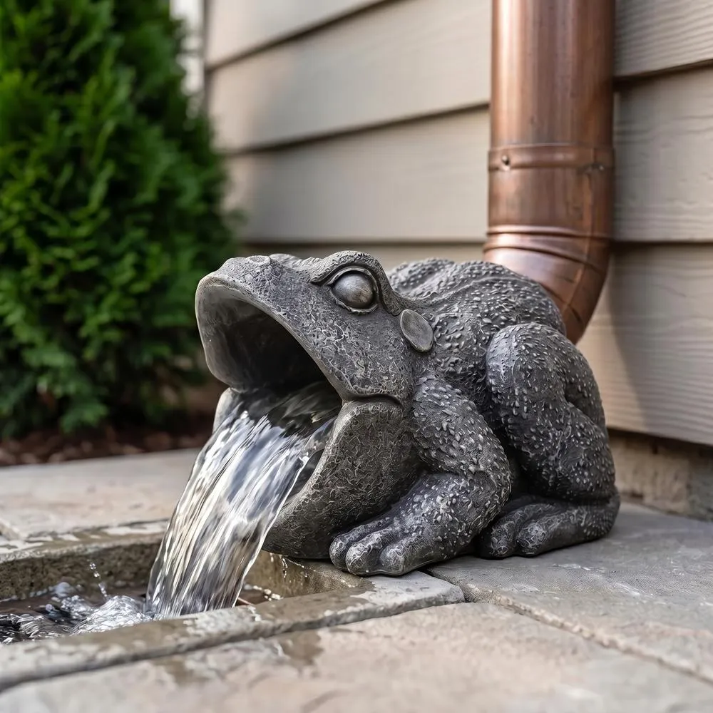 Frog Gutter Guardian Downspout Statue